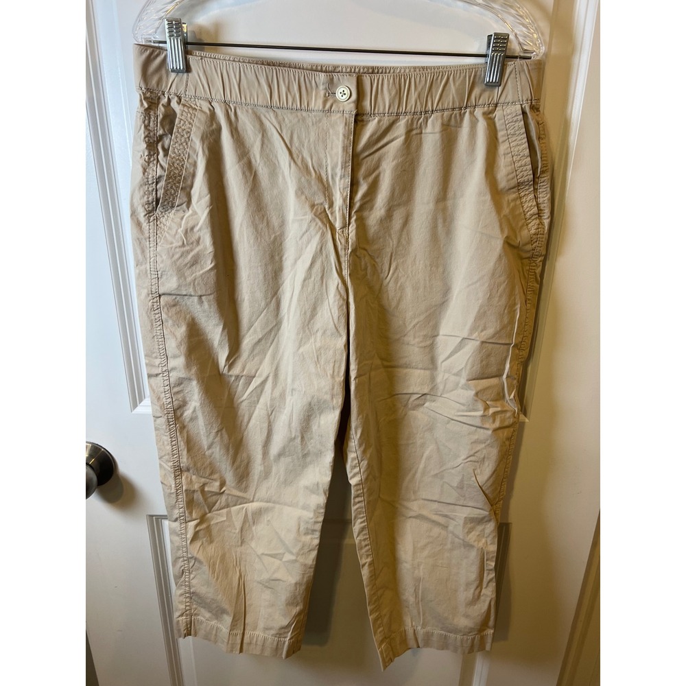 Chico's‎ Women Cropped Pants Elastic Waist Tan Size 2
